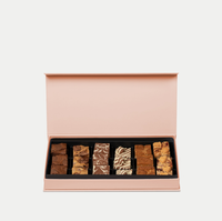 Nouveau style feuille d'or rose boîte à brownie emballage flip magnétique boîte cadeau papier boîte alimentaire