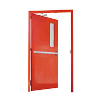 Personnalisé Commercial Évalué Creux En Métal Nouveau Blanc Mat Couloir Sécurité Sortie En Acier Feu Double Porte Avec Panneaux De Verre