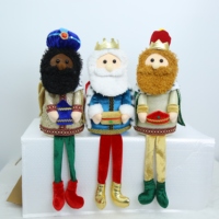 Heilige Drei Könige Plüsch-Regalfiguren Krippenfiguren Weihnachtskönige Stoffpuppen Weiche Stoff-Feiertagsfiguren für Innendekoration