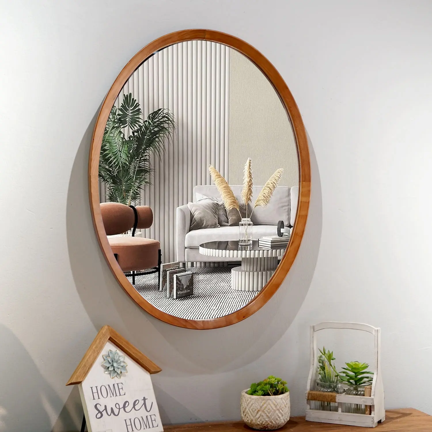 Factory Direct Sale Wall Mirror With Mirror Frame Design Oval Shape Glass Wall Mirrors Home Decor Modern