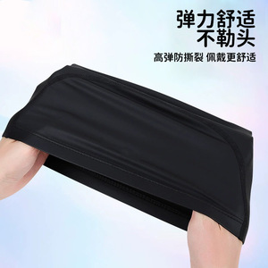 Bonnet de bain en nylon, couleur unie, élastique, respirant, pour adultes, natation et sports nautiques - Product Image 3