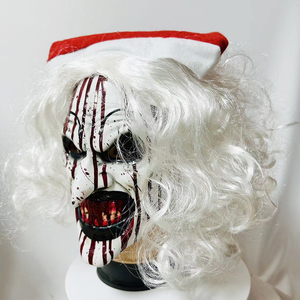 Masque de <span class=keywords><strong>Clown</strong></span> Artistique en Gros avec <span class=keywords><strong>Perruque</strong></span>, Chapeau de Noël, Masque de <span class=keywords><strong>Clown</strong></span> Effrayant en Latex, Accessoires de Costume d'<span class=keywords><strong>Horreur</strong></span> pour Fête, Masques d'Halloween - Product Image 5