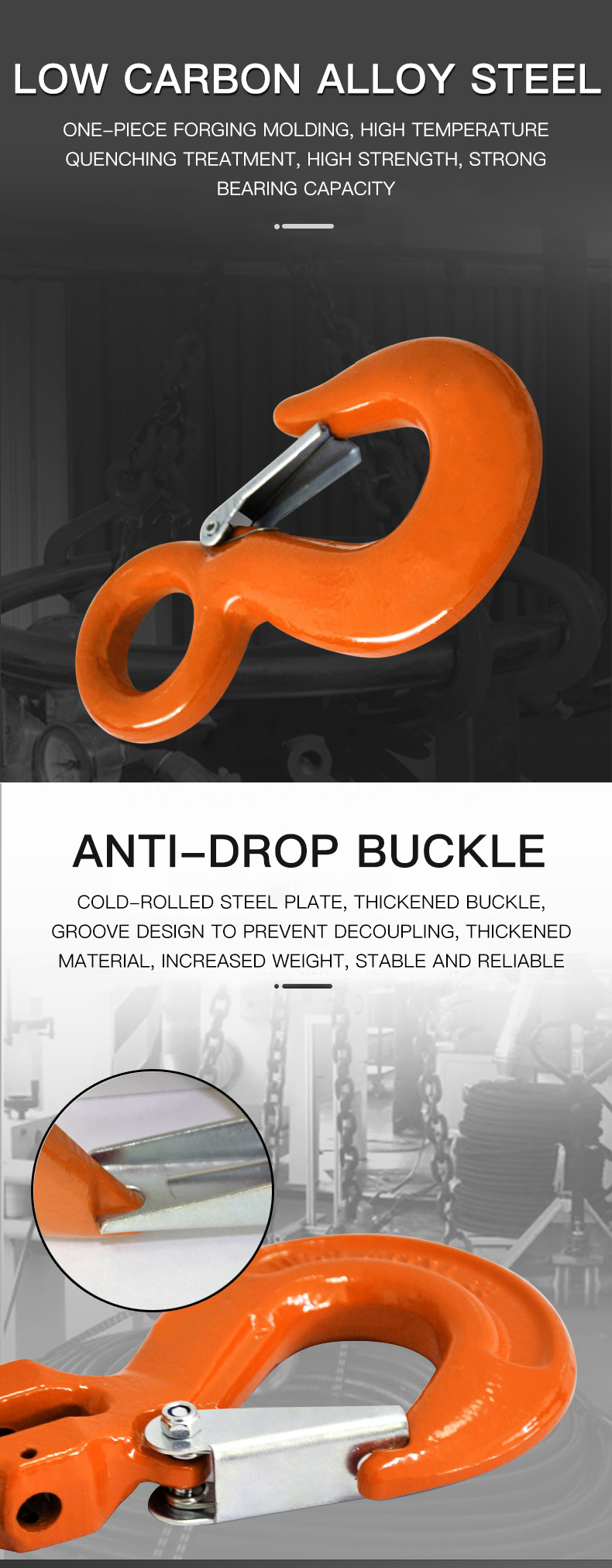 1 Ton Drop Forge Alloy Steel Lifting Hook - Durable & Self-locking