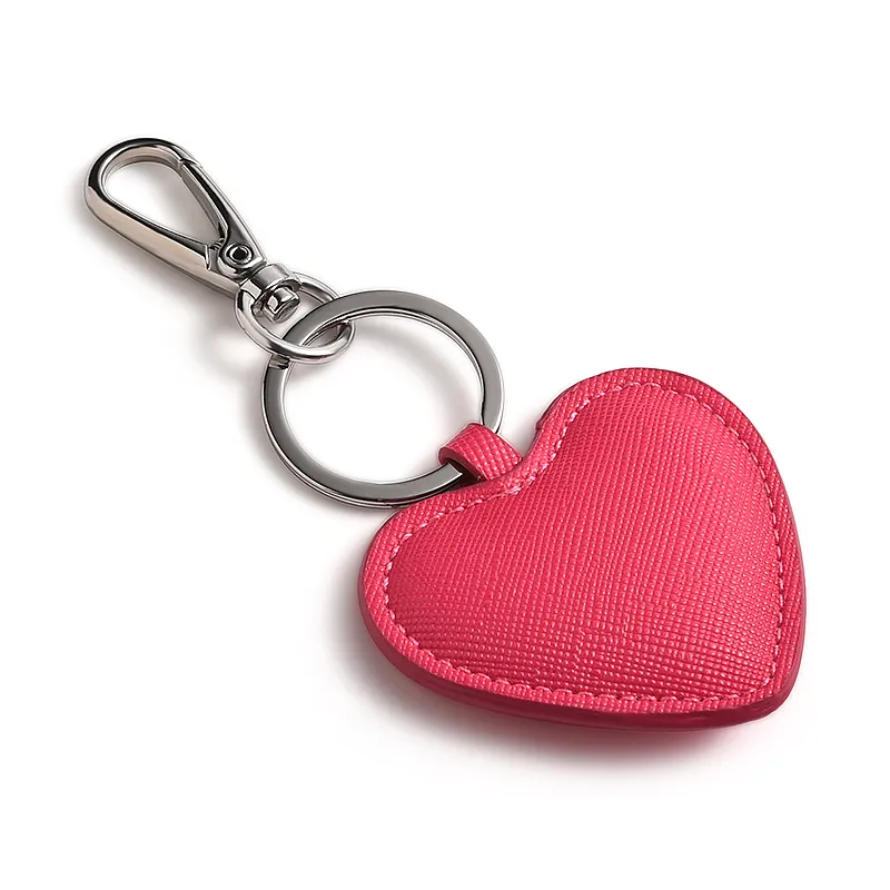 Portachiavi in pelle regalo di natale a forma di cuore simpatico Logo personalizzato cordino portachiavi rosa 3D