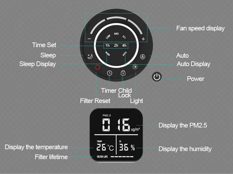 Purificador de ar inteligente, atacado de fábrica, com tuya, wi-fi, comercial, limpador de ar portátil