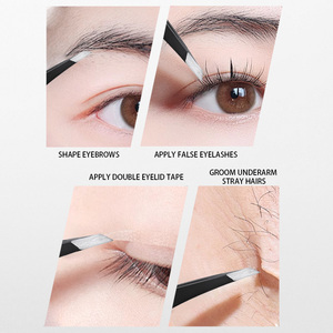 Pinzette personalizzate in acciaio inossidabile modellano sopracciglia nere all'ingrosso pinzette Semi <span class=keywords><strong>curve</strong></span> per ciglia - Product Image 3