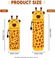 Étui à crayons en silicone girafe, porte-stylo télescopique 2-en-1 pour l'école et le bureau, organiseur de bureau mignon