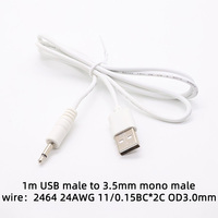 Kopfhörer 2,5mm Adapter Mono-Stecker 3,5mm Männlicher Aux-Audiostecker auf USB 2.0 Männliches USB-Kabel