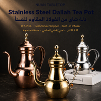 Théière en acier inoxydable 1,5 L, cafetière arabe Dallah, bouilloire à long bec avec filtre pour hôtel et restaurant du Moyen-Orient