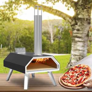 فرن بيتزا خارجي متعدد الوقود يدوي الدوران يعمل بالحطب وقود بيليه الخشب مع مدخنة من الاستانلس ستيل ومحمول - Product Image 2