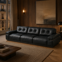 Canapé modulaire en cuir véritable de luxe, canapé moderne à assise profonde sur mesure pour salon de villa