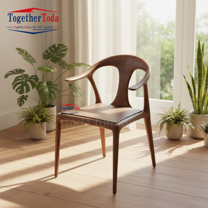 Chaise en bois massif durable avec dossier stable, couleur bois naturel, structure en bois de caoutchouc, noyer noir, chaise à bec de canard - Product Image 2