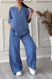 Produttore <span class=keywords><strong>di</strong></span> <span class=keywords><strong>Abbigliamento</strong></span> Femminile, Vendita all'Ingrosso, Nuovo Set Moda Autunno 2026 in Cotone e <span class=keywords><strong>Lino</strong></span>, Completo Pantaloni Larghi da <span class=keywords><strong>Donna</strong></span> 5XL - Product Image 5