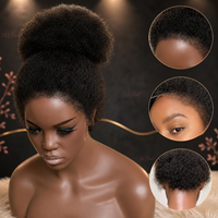 Perruque en cheveux humains bouclés afro kinky avec dentelle HD, pré-épilée avec bordure 4C, perruque frontale afro sans colle, cheveux vierges alignés sur les cuticules