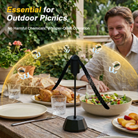 Ventilateur pliable anti-mouches, rechargeable, silencieux, pour la protection des aliments, pour pique-nique en plein air et camping