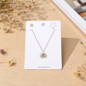 Collier en acier inoxydable en forme d'œil pour femmes, pendentif à la mode, bijoux 47670 - Product Image 2