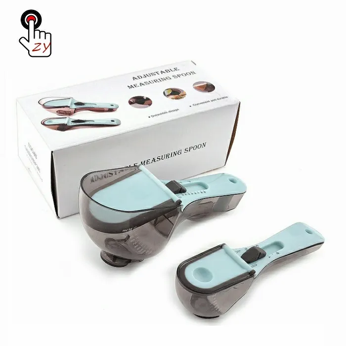 Cuchara medidora digital ajustable con escala, taza medidora de plástico y juego de cuchara para hornear, herramienta