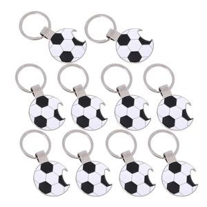 Soccer Ball Shape Zinc Alloy Bottle Opener Keychain Fashion Round Metal <b>Key</b> <b>Ring</b> Silver Color - Product Image 5