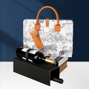 New Rượu Vang Đỏ Bao Bì Hộp Quà Tặng Cao cấp Rỗng Túi Xách 2 Chai Rượu Vang Đôi Gói Phổ Tùy Chỉnh Hộp Da Junuo Thương Hiệu - Product Image 3