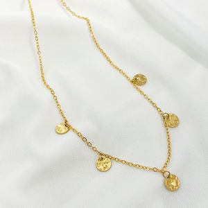 G4063 venta al por mayor de acero inoxidable chapado en oro moneda colgante collar estilo francés joyería clavícula cadena moneda collar - Product Image 2
