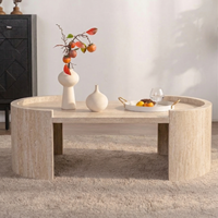 Meubles de style nordique de luxe, décoration intérieure, table basse en travertin, table à thé en bois, table basse en marbre pour le salon