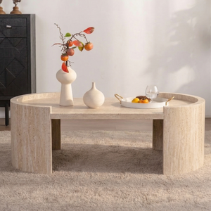 Meubles de style nordique de luxe, décoration intérieure, <span class=keywords><strong>table</strong></span> basse en travertin, <span class=keywords><strong>table</strong></span> à thé en bois, <span class=keywords><strong>table</strong></span> basse en marbre pour le salon - Product Image 4