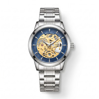 Montre à quartz pour homme de style mécanique, bracelet en acier inoxydable, étanche, mode business-casual, 43 mm, pour le commerce extérieur transfrontalier