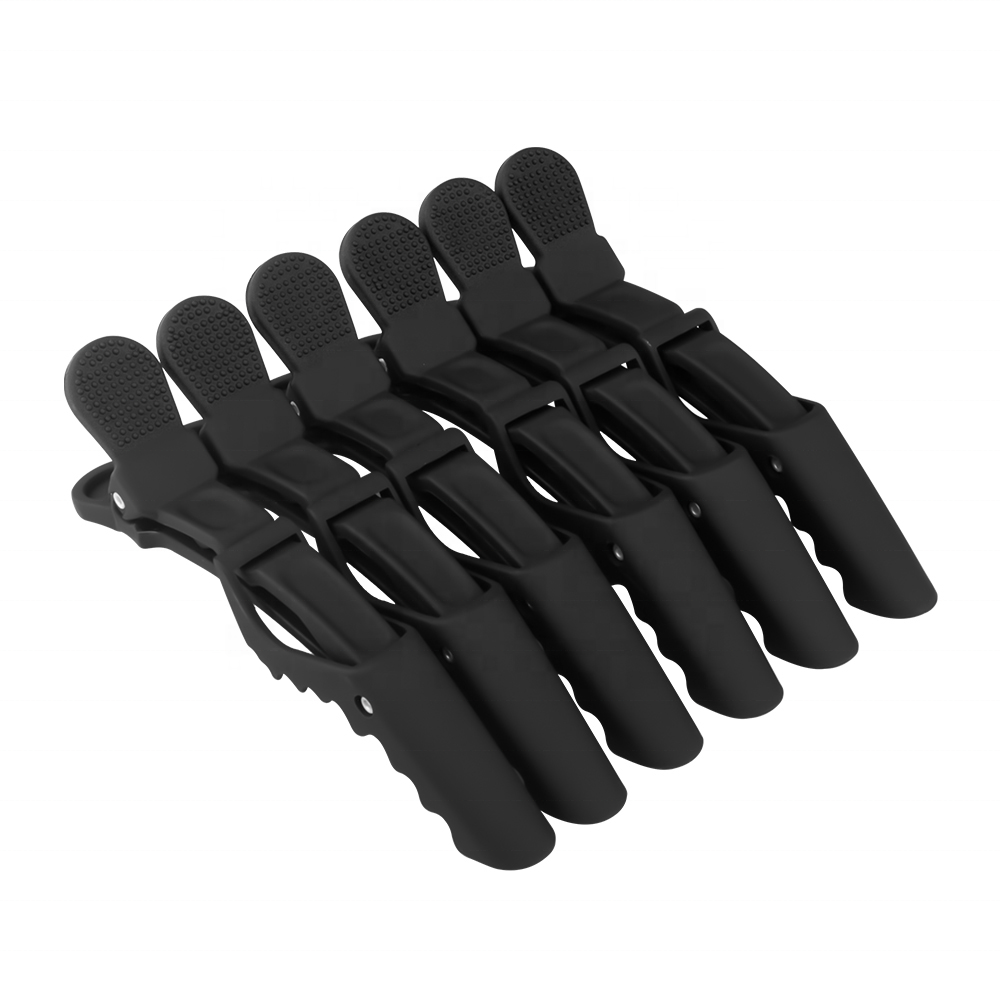 Professional Custom Logo Matte Crocodile Clip Anti Hair Salon Hair Styling Black Matte Carbon Alligator Clips