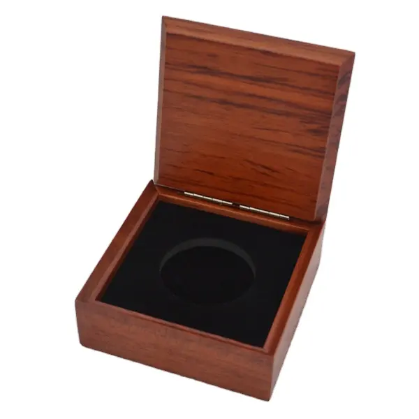 a simple single rosewood wooden coin box