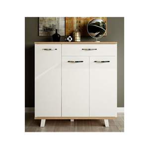 Lavantes 3-Door White Sonomo <b>Shoe</b> Rack Minimalist Entryway Organizer with Extendable <b>Storage</b> Cabinet <b>for</b> Home Furniture - Product Image 2