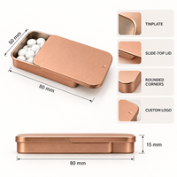 Boîte coulissante personnalisée 80*50*15mm pour bonbons à la menthe, emballage métallique rectangulaire portable en fer blanc avec impression de logo