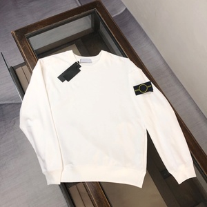 Sweat-shirt à col rond pour homme, couleur unie, coupe classique, logo sur la manche gauche, style décontracté, 100% coton, idéal pour l'automne - Product Image 1
