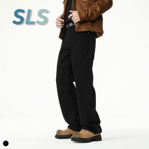 Pantalones Vaqueros de Mezclilla Holgados de Corte Recto Vintage de Alta Calidad, Lavado a la Piedra, Pantalones de Moda Urbana, Negros, Pantalones de <span class=keywords><strong>Hombre</strong></span> - Product Image 1