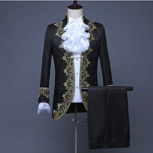 Performance carnaval mariage Costume Prince marié hommes Blazer costumes <span class=keywords><strong>Jabot</strong></span> dentelle cravate hauts veste manteau + pantalon pantalon ensemble - Product Image 3