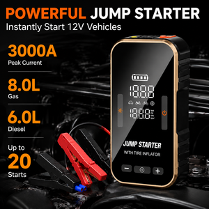 OEM ODM Portable Car Emergency Jump Starter Air <b>Pump</b> Integrated Tire Pressure Meter LED SOS Power Bank 12V Vehicle Jump Starter - Product Image 4