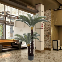 Pohon Bonsai Sago Cina Buatan yang Menarik, Tanaman Pot Sago Cycas Berkualitas Tinggi, Plastik PE PVC Jade Horizon untuk Dalam Ruangan