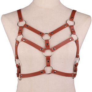 Réglable Adulte Bondage Lingerie Nouveau Goth Punk BDSM Fétiche Cupless <span class=keywords><strong>Cage</strong></span> Soutien-Gorge Sexy Adulte Sex Toys En Cuir - Product Image 5