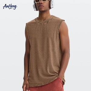 Camiseta sin mangas de algodón de 230 g para hombre, estilo vintage lavado, corte holgado, informal, para verano, proveedor de fábrica OEM - Product Image 1