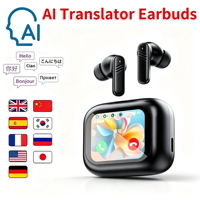 Écouteurs TWS ANC ENC à réduction de bruit, écran tactile couleur 2,1 pouces, IPX4, charge rapide Type C, commande tactile, casque sans fil professionnel