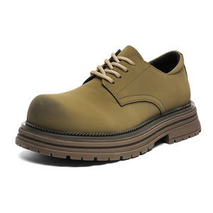 Chaussures en cuir véritable pour hommes, style britannique, tendance, formelles, à lacets, bout pointu, Derby, mariage, automne, motif uni, confort - Product Image 4