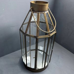 Lanterne décorative en laiton et miroir/verre utilisée pour la décoration intérieure, la vitrine et le stockage Fournisseur d'Inde - Product Image 1