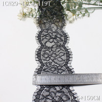 Dentelle Chantilly noire de 9 cm, bordure florale en dentelle à cils, ruban en maille souple pour robe Abaya, lingerie et décoration vestimentaire