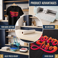 Vinyle de sublimation HTV pour tissus foncés, chemises en coton, film de transfert thermique imprimable pour l'impression de vêtements DIY