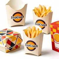 Caja de Papel Resistente a la Grasa para Papas Fritas, Contenedor Desechable a Prueba de Fugas para Comida Rápida para Llevar, Venta al Por Mayor