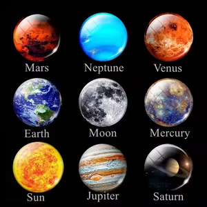 Pianeta Collana In Argento Placcato Sistema Solare Terra Giove Mercurio Nettuno Double Side Collana della Sfera di Vetro Astronomia Pendente - Product Image 2