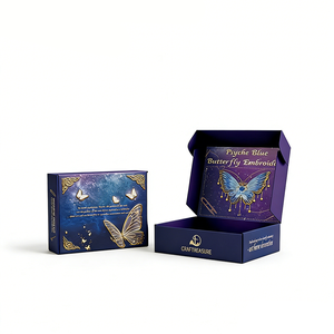 Caja <span class=keywords><strong>de</strong></span> Cartón para Envíos <span class=keywords><strong>de</strong></span> Lujo Personalizada, con Cierre Magnético, Textura Ondulada Azul en Relieve, para Comercio Electrónico, con Marca - Product Image 1