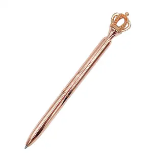 Best Selling fashion pen Personalised Metal King Queen Crown Top Ball Pen cute pen For Lady