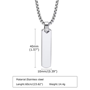 Collar de barra en blanco personalizado a la moda, collar grabado de moda a prueba de herrumbre de acero inoxidable resistente al agua - Product Image 5