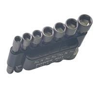 Jeu de 14 pièces de forets à écrou électrique 1/4 \ "à entraînement hexagonal Compatible métrique SAE clé à douille vis Chrome Impact Socket Tools-006