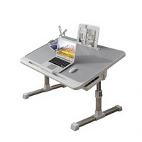 Bureau de lit réglable en hauteur avec porte-gobelet et emplacement pour tablette pour le travail et les études à domicile - Solution de poste de travail efficace